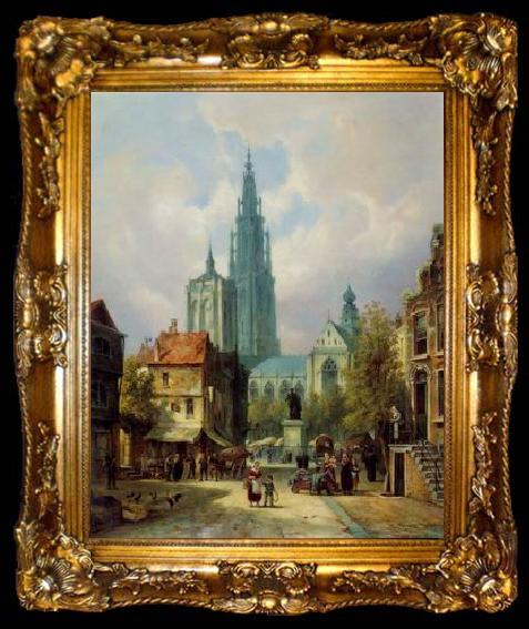 framed  unknow artist European city landscape, street landsacpe, construction, frontstore, building and architecture. 321, ta009-2